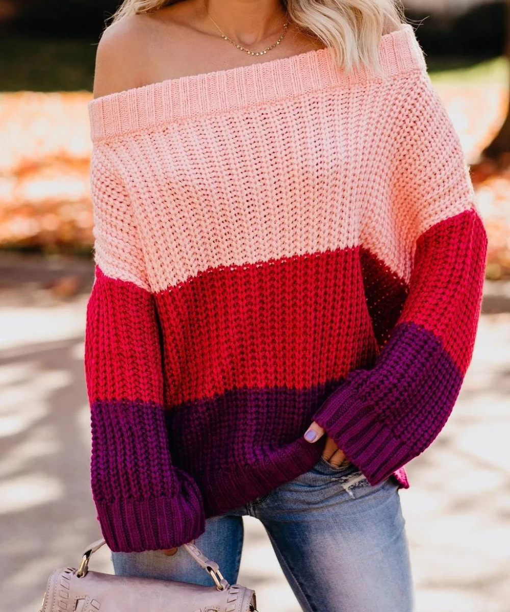 Sweter vintage z blokowym wzorem - Jane