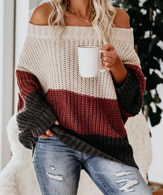 Sweter vintage z blokowym wzorem - Jane