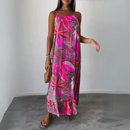 Kristel - Elegancka sukienka bez rękawów z kwiatowym wzorem