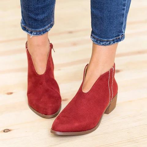 Fleur rousse | seksowne buty za kostkę w kształcie litery V dla kobiet