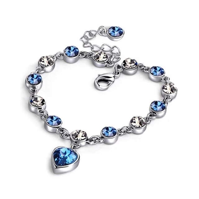 Bransoletka Ocean Heart Crystal | Z pięknym niebieskim zawieszką w kształcie serca