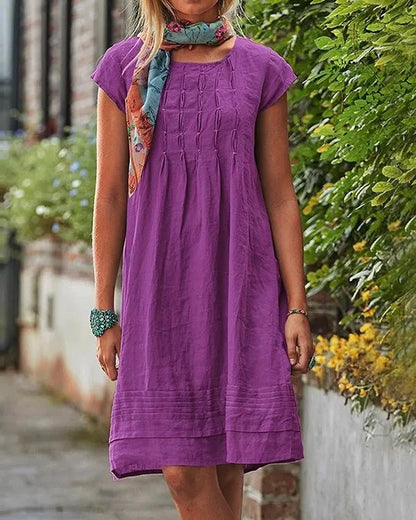 Maisie - Casualowe lniane sukienki vintage dla kobiet