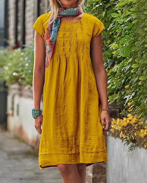 Maisie - Casualowe lniane sukienki vintage dla kobiet