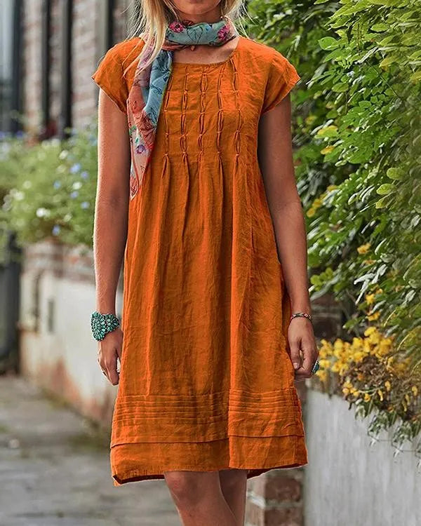 Maisie - Casualowe lniane sukienki vintage dla kobiet