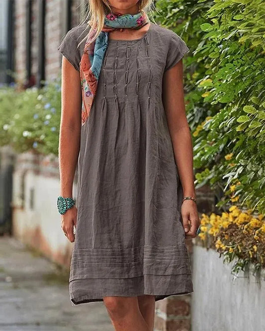Maisie - Casualowe lniane sukienki vintage dla kobiet