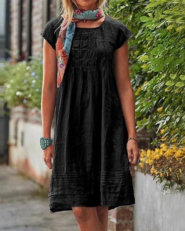 Maisie - Casualowe lniane sukienki vintage dla kobiet