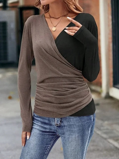 Megan - Bluzka z długim rękawem V-neck
