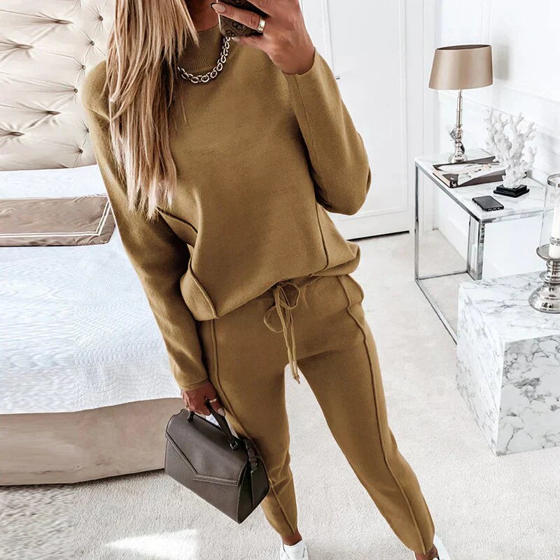 Heidi Fashion - Szykowny jesienny dres ze spodniami ze sznurkiem dla kobiet