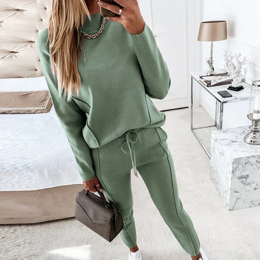 Heidi Fashion - Szykowny jesienny dres ze spodniami ze sznurkiem dla kobiet