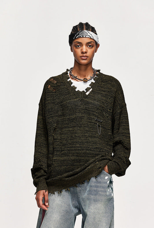 Sweter damski z rozdarciami High Street