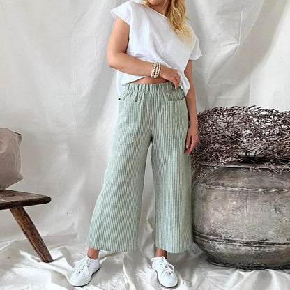 Sophie | Spodnie Culotte w paski | Wygodne i stylowe | Oddychająca bawełna