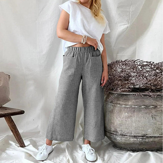 Sophie | Spodnie Culotte w paski | Wygodne i stylowe | Oddychająca bawełna