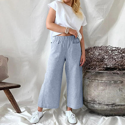 Sophie | Spodnie Culotte w paski | Wygodne i stylowe | Oddychająca bawełna