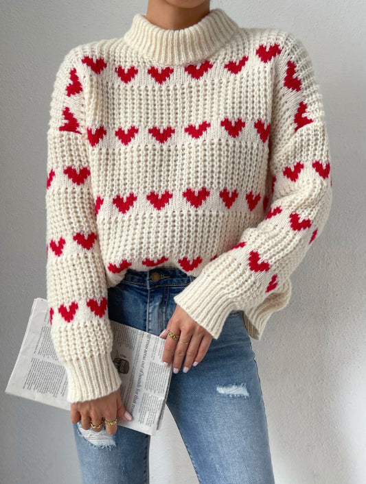 Sweter damski z półokrągłym dekoltem o luźnym kroju