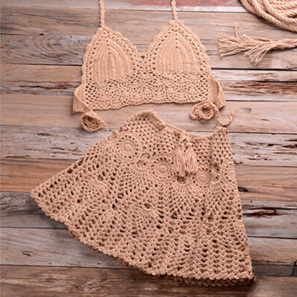 Elodie - Stylowy szydełkowy komplet bikini dla kobiet