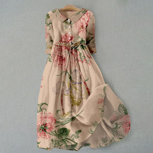Poe - Koronkowa sukienka w stylu vintage z botanicznym kwiatowym nadrukiem