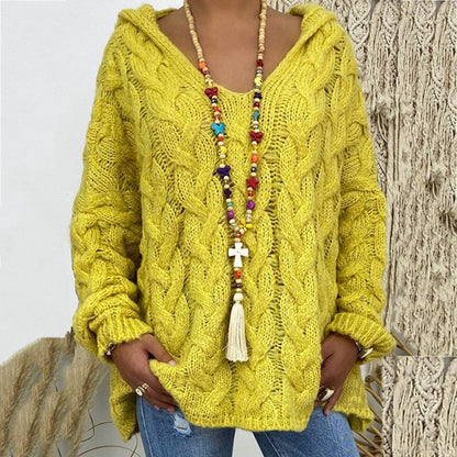 Sweter z dzianiny z dekoltem w szpic