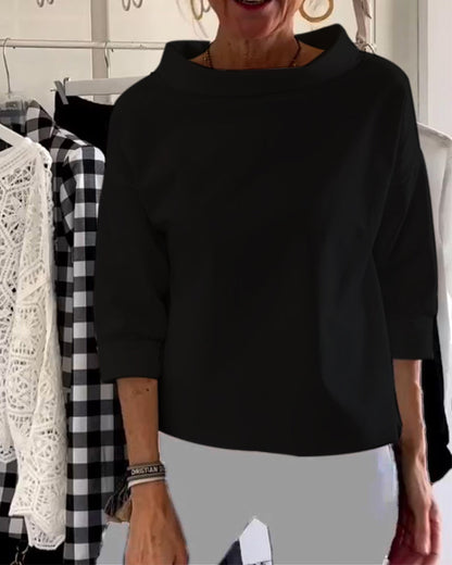 Elegancka bluzka damska z rękawem 3/4 i dekoltem w łódkę