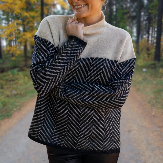 Sweter z golfem w kontrastowym kolorze - Reese