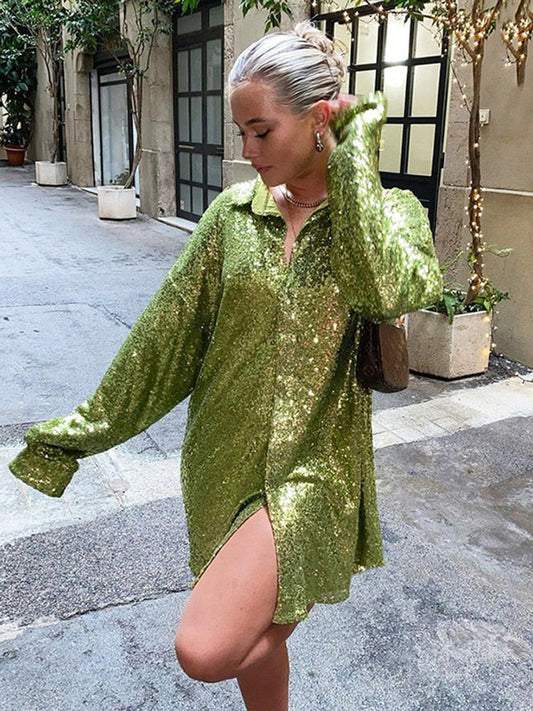 Trista Shirt | Oversize Sparkling Shirt