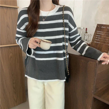 Sweter z dzianiny w paski dla kobiet