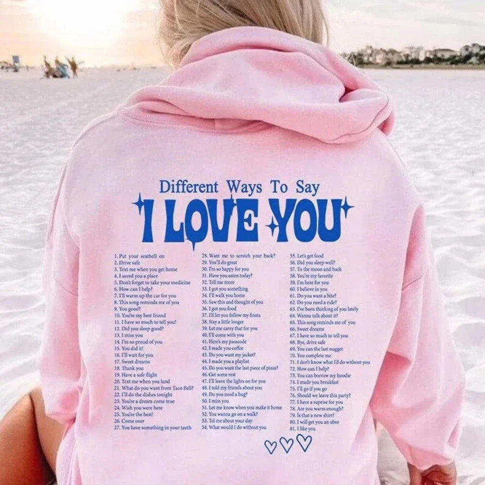 Clara | Bluza z kapturem z hasłem "I Love You" w różnych językach