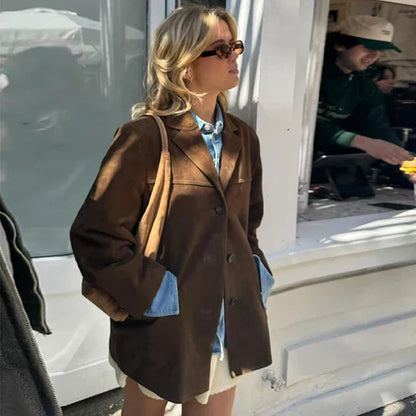 Tanja - brązowa kurtka damska w stylu retro