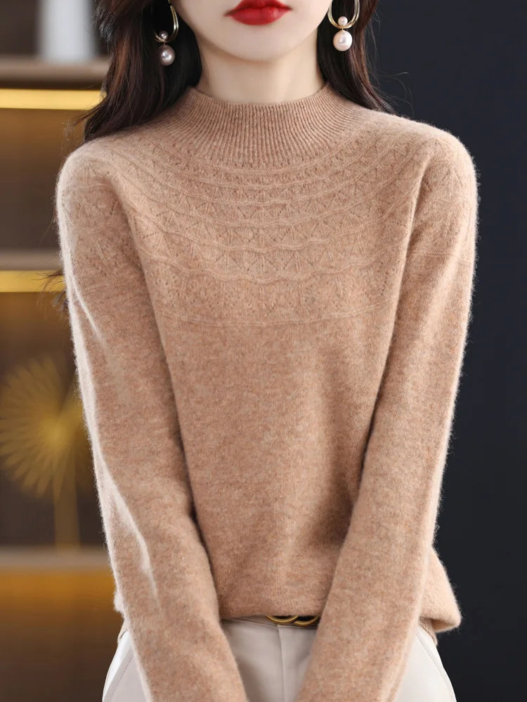 Sweter zimowy Dako z kołnierzem mocca