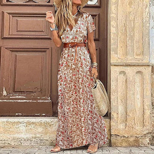 Elegancka sukienka w stylu boho z paskiem w prezencie