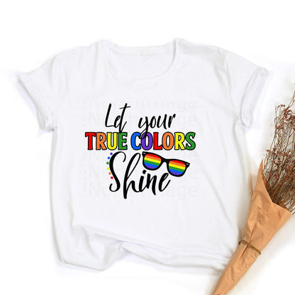Tęczowa koszulka z grafiką Peace Love Equality | LGBT Pride Retro Summer Top