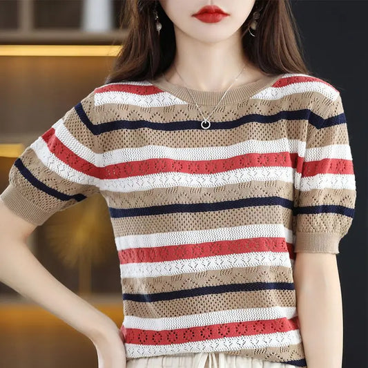 Eden Sweater | Bluza z krótkim rękawem w paski
