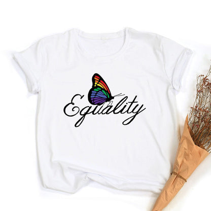 Tęczowa koszulka z grafiką Peace Love Equality | LGBT Pride Retro Summer Top