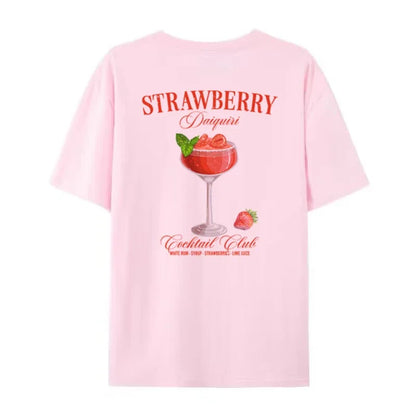 T-shirt - Oversized Daquiri - Bawełna, Unikalny nadruk z tyłu - Idealny na co dzień