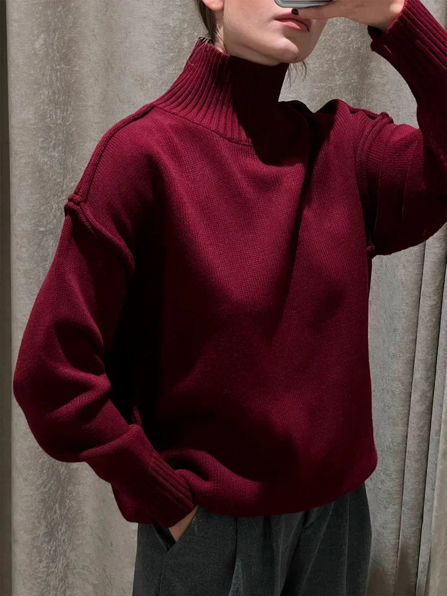 Sweter Darwin z golfem wykonany z gładkiej dzianiny