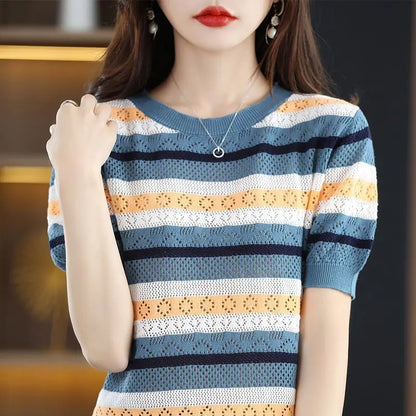 Eden Sweater | Bluza z krótkim rękawem w paski