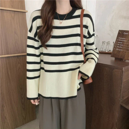 Sweter z dzianiny w paski dla kobiet