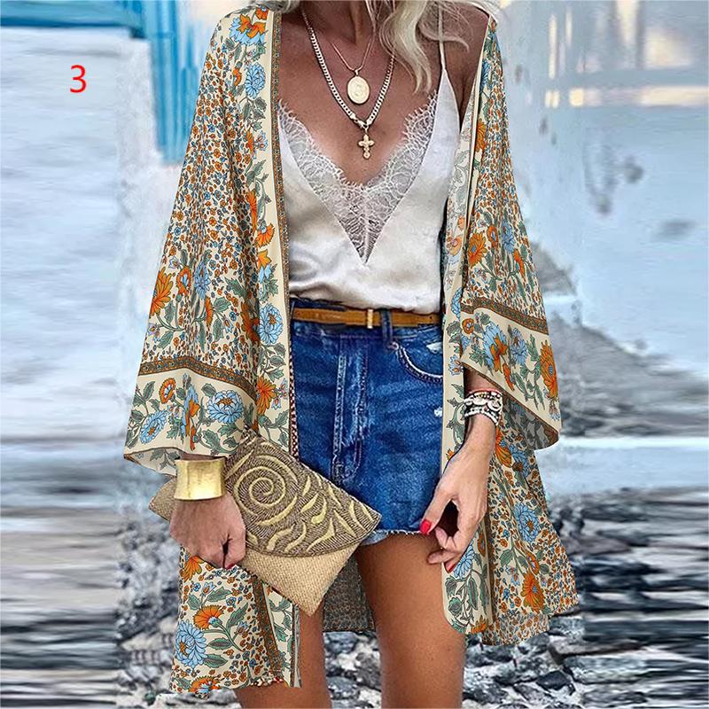 Bluzka w kwiaty Bohemian Casual Loose Beach