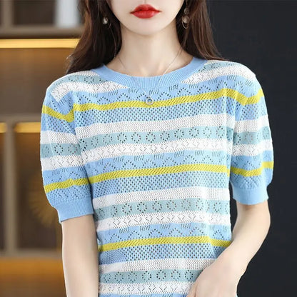 Eden Sweater | Bluza z krótkim rękawem w paski