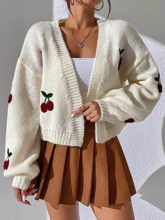 Sweter z długim rękawem z haftem Dawson