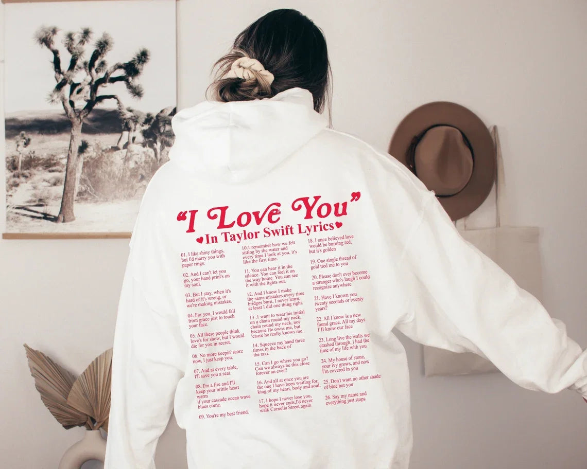 Clara | Bluza z kapturem z hasłem "I Love You" w różnych językach