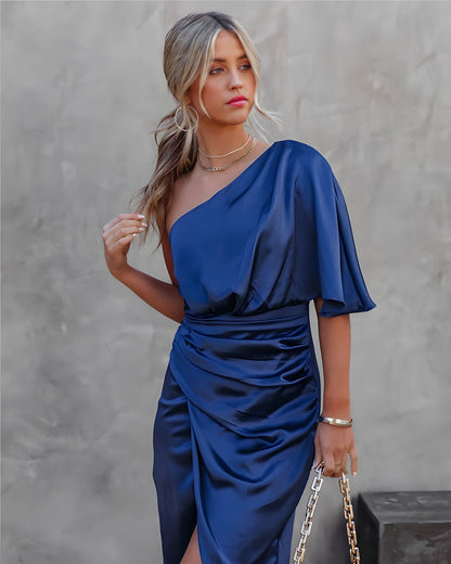 Eva | Elegancka sukienka koktajlowa na jedno ramię