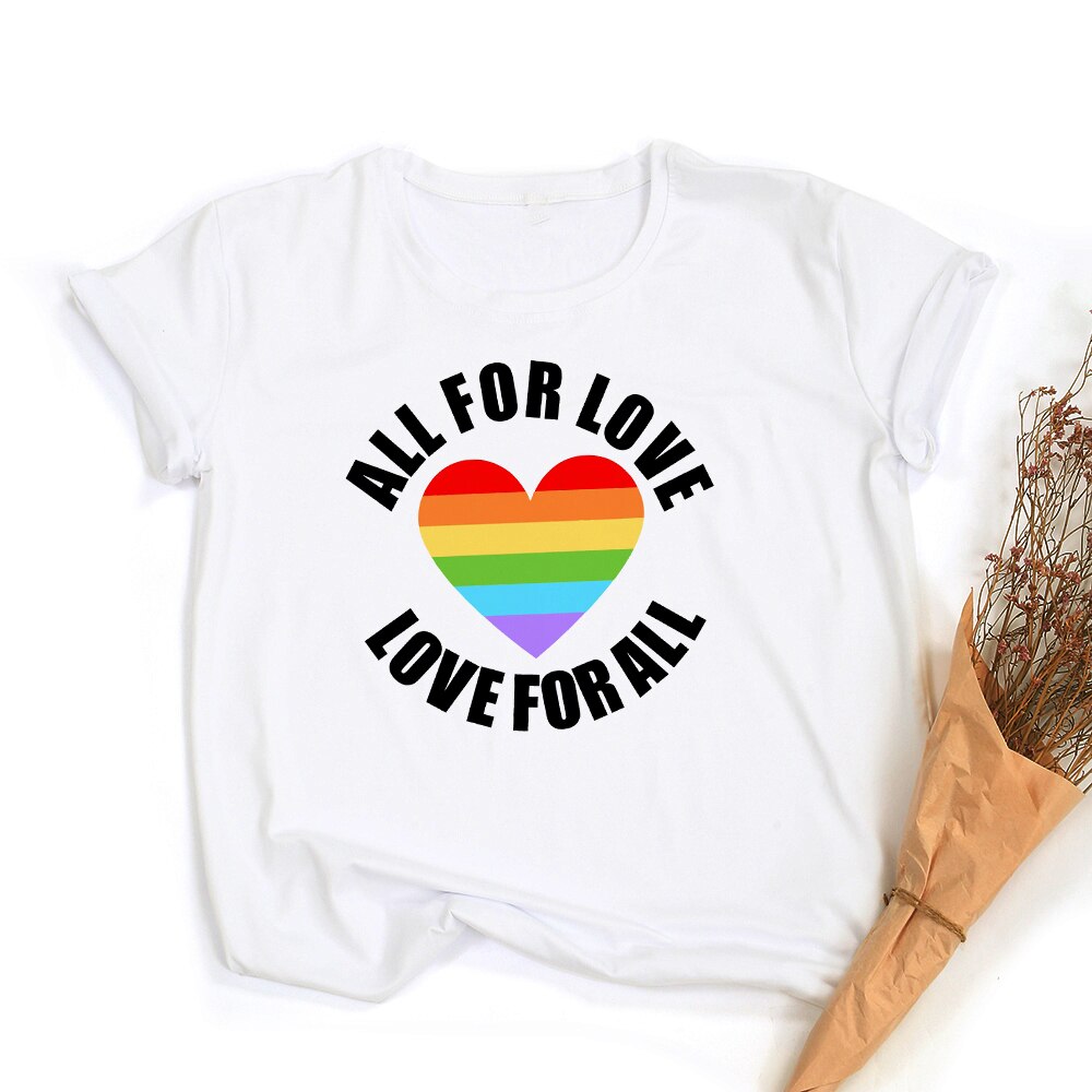 Tęczowa koszulka z grafiką Peace Love Equality | LGBT Pride Retro Summer Top