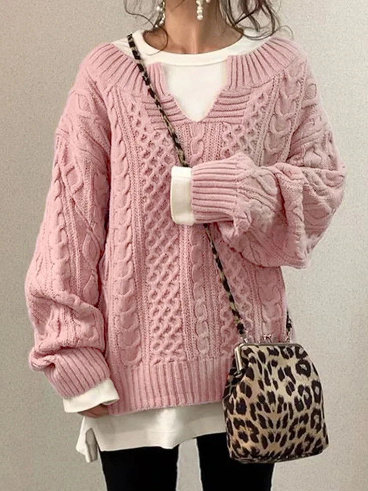 Sweter damski z półotwartym kołnierzem