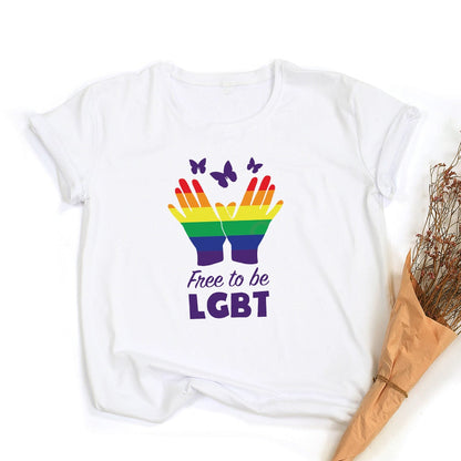 Tęczowa koszulka z grafiką Peace Love Equality | LGBT Pride Retro Summer Top