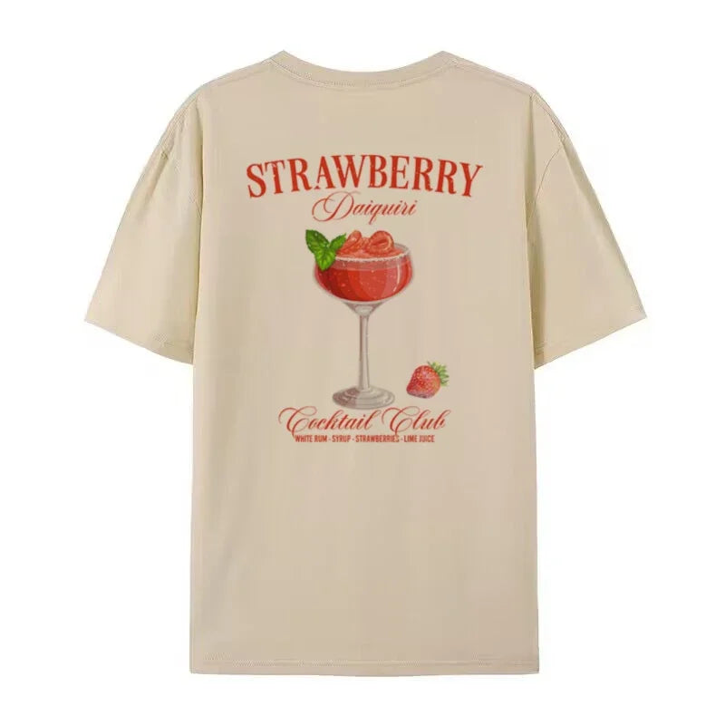 T-shirt - Oversized Daquiri - Bawełna, Unikalny nadruk z tyłu - Idealny na co dzień