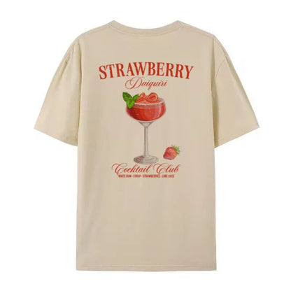 T-shirt - Oversized Daquiri - Bawełna, Unikalny nadruk z tyłu - Idealny na co dzień