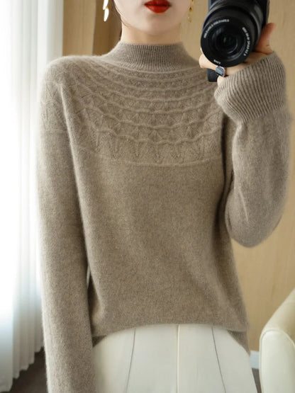 Sweter zimowy Dako z kołnierzem mocca