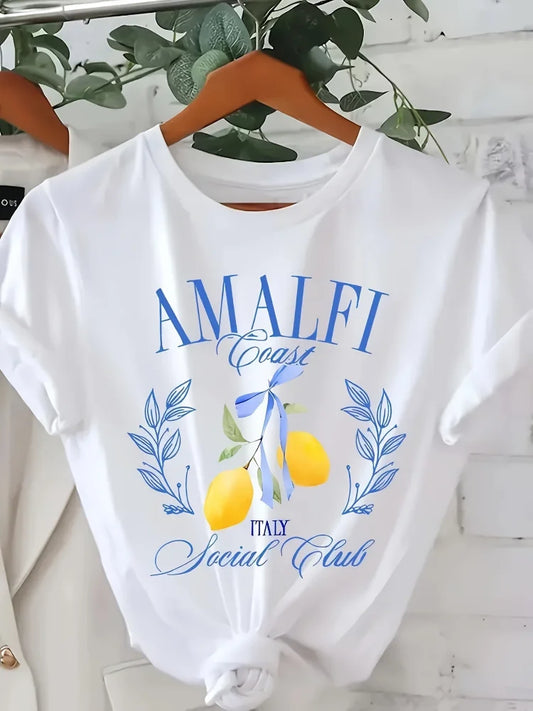 T-shirt - kolekcja Amalfi - przewiewny, ponadczasowy design, luźny krój - idealny na co dzień i na oficjalne okazje