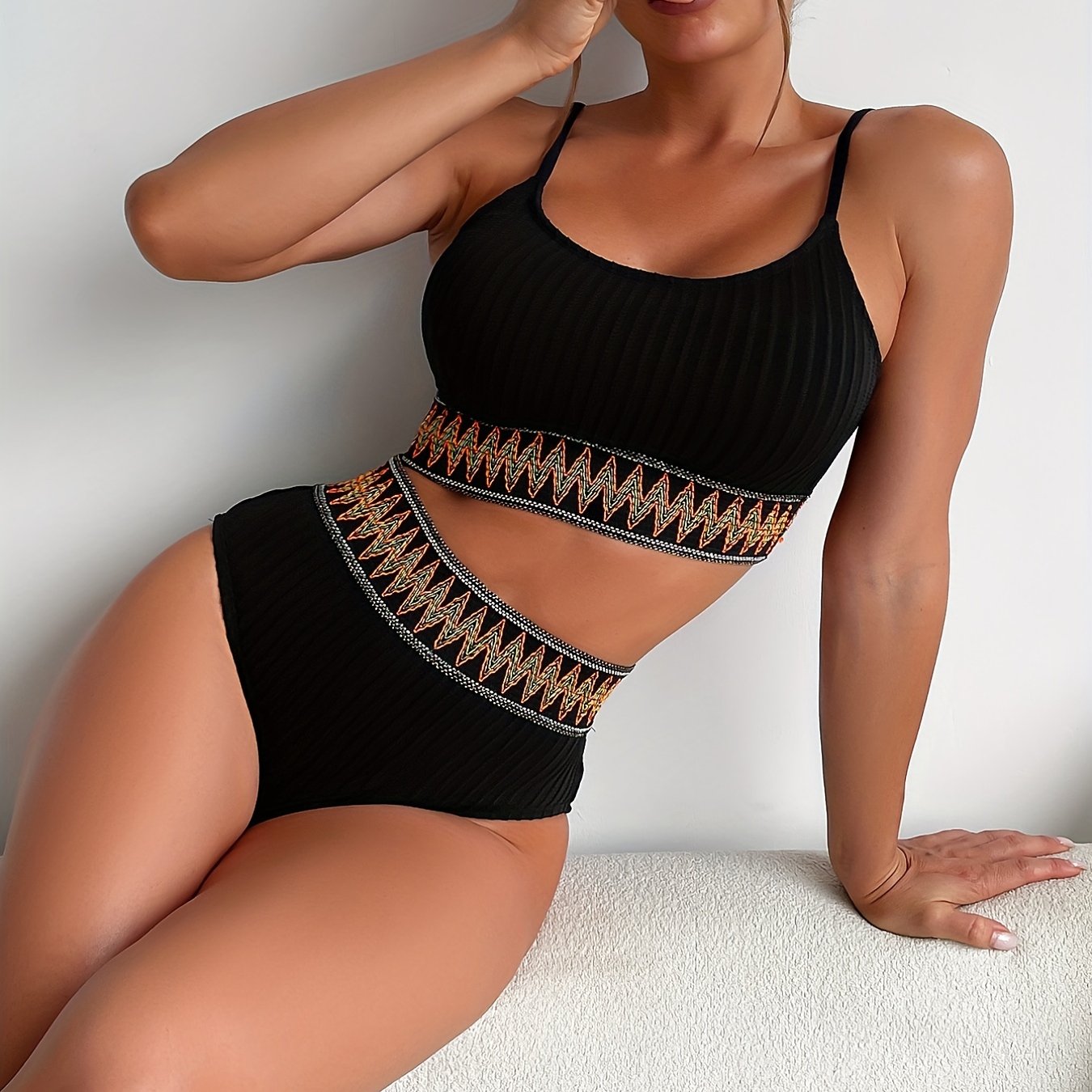 Seraphina® | prążkowany stanik bikini z wysokim stanem i figi