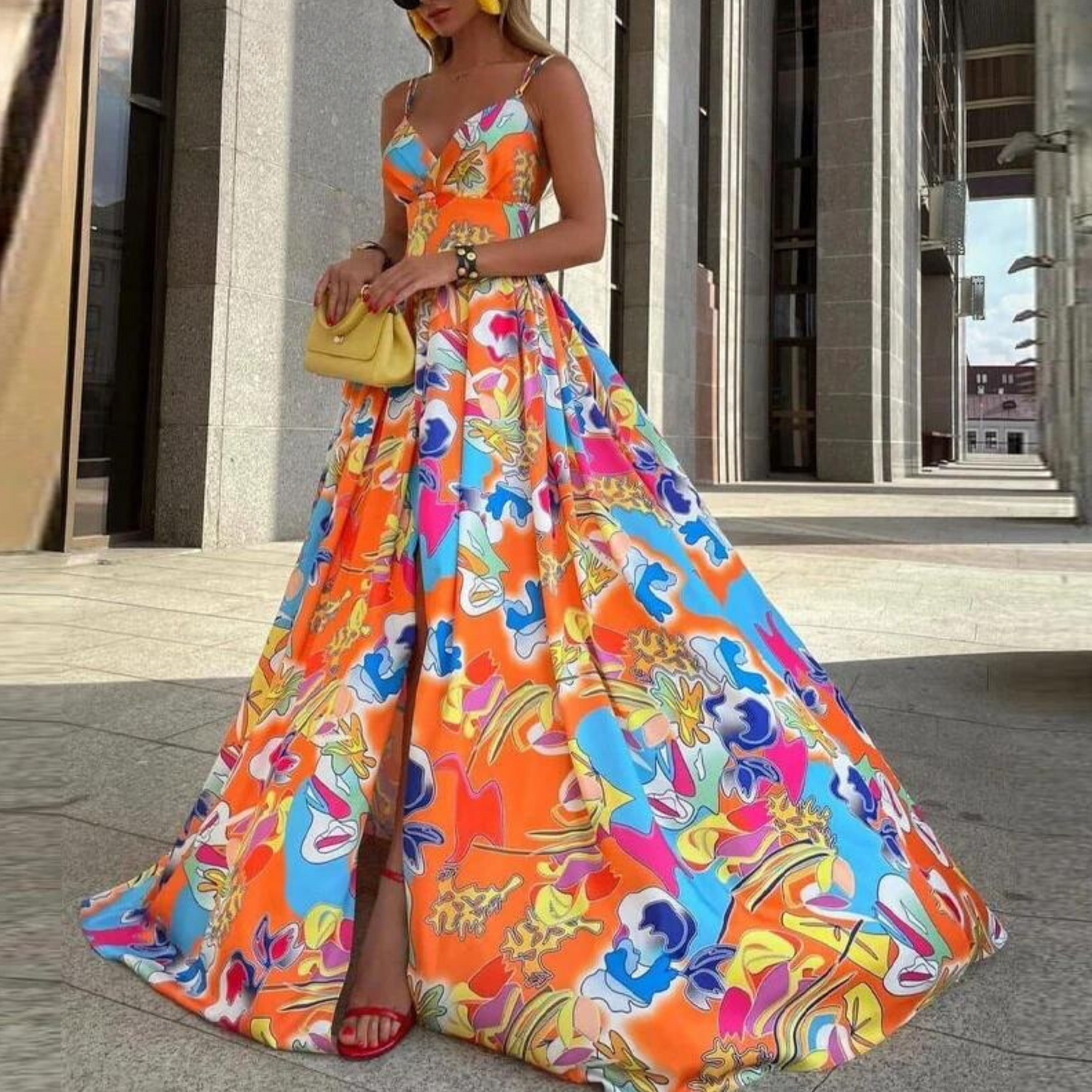 Saraya - Elegancka sukienka maxi na ramiączkach spaghetti